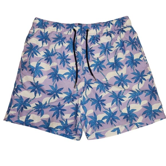 Coast Clothing Purple Tropical Palm Tree Swim Shorts Mens Size L With Mesh Linin - Picture 1 of 8